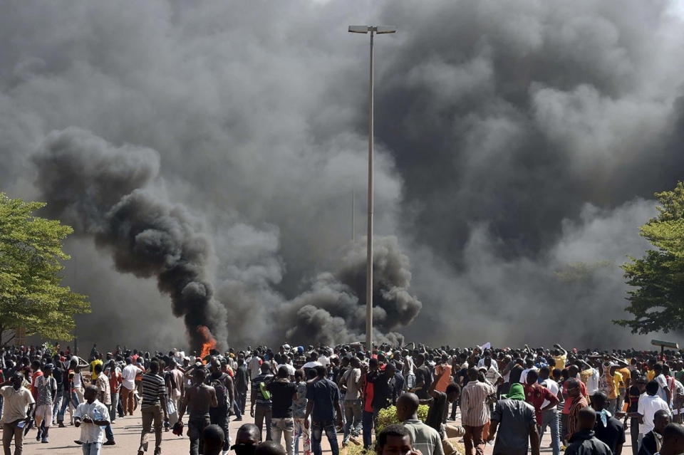 Burkina Faso Parliament Burns