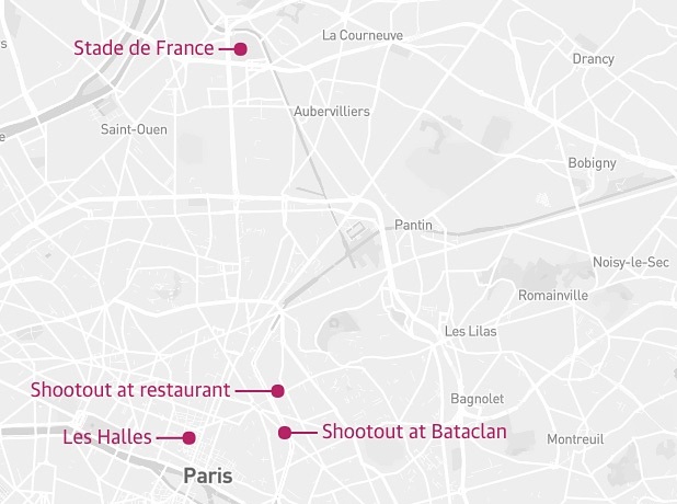paris attacks map